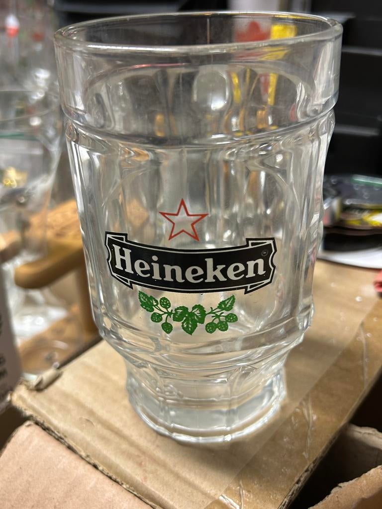 Grote Heineken pul met open rode ster, Ophalen, Zo goed als nieuw, Bierglas