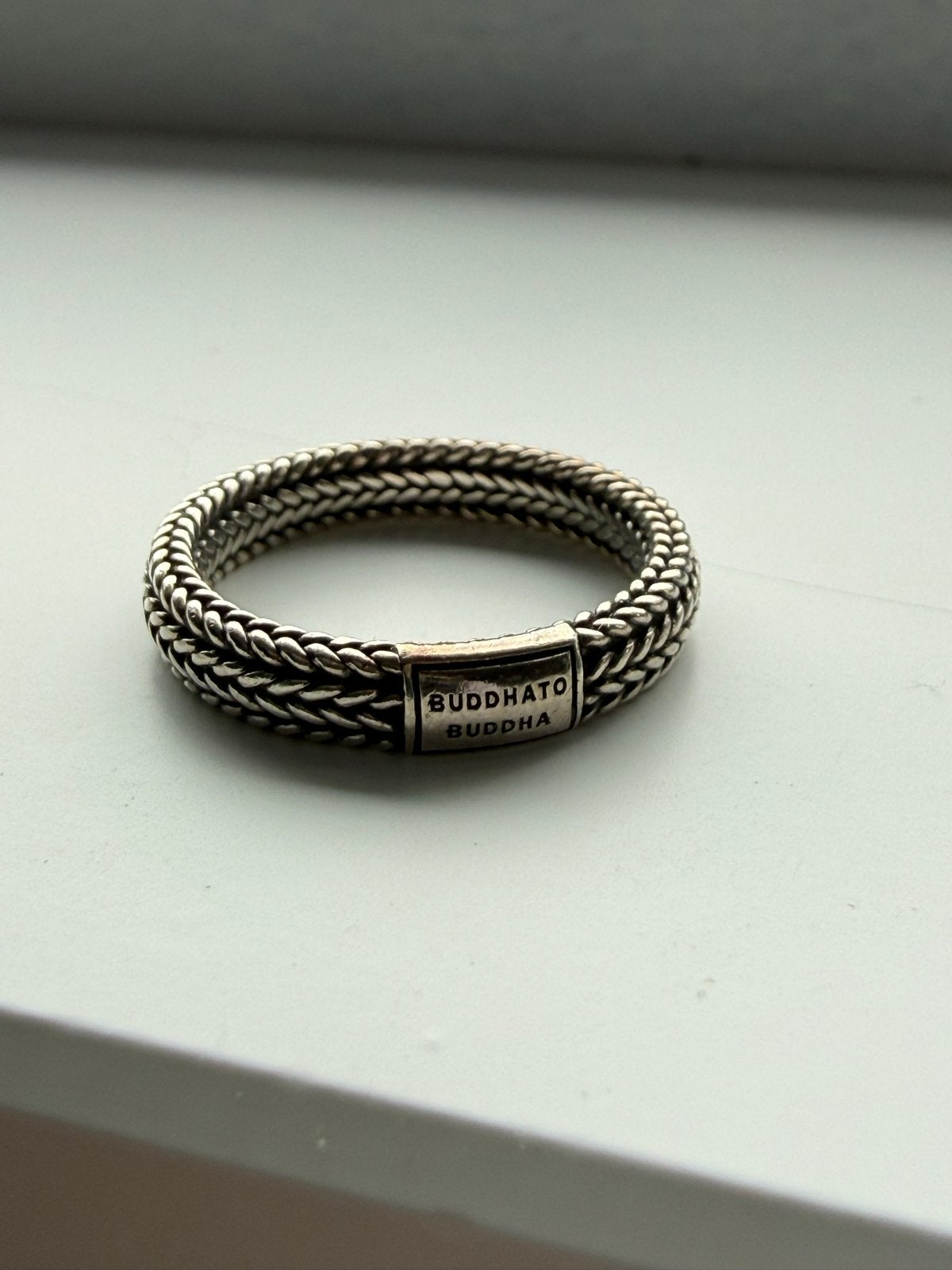 Buddha to Buddha ring maat 20 - Zilveren vlechtring, 20 of groter, Ophalen of Verzenden, Zo goed als nieuw, Dame of Heer