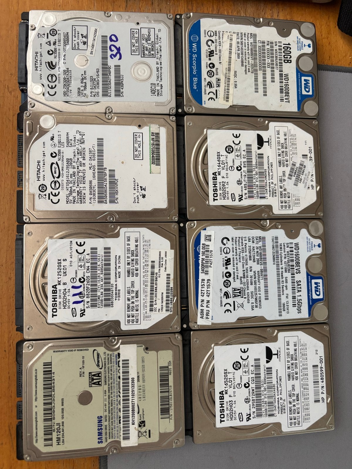 Diverse 2.5 inch HDD's (Hitachi, Toshiba, WD, Samsung), Computers en Software, Harde schijven, Gebruikt, Laptop, Intern, HDD, SATA