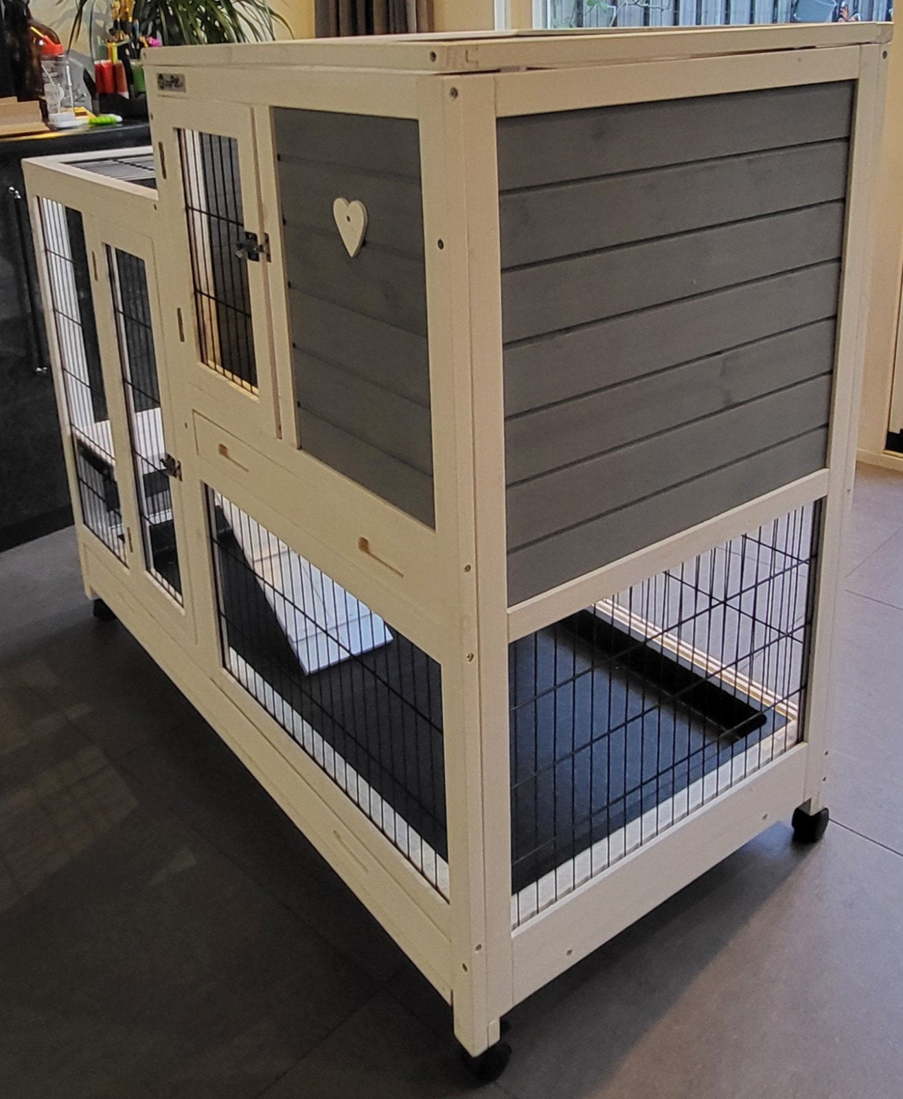 nieuw Konijnenkooi Esmee White-grey binnenhok 120x60x106cm