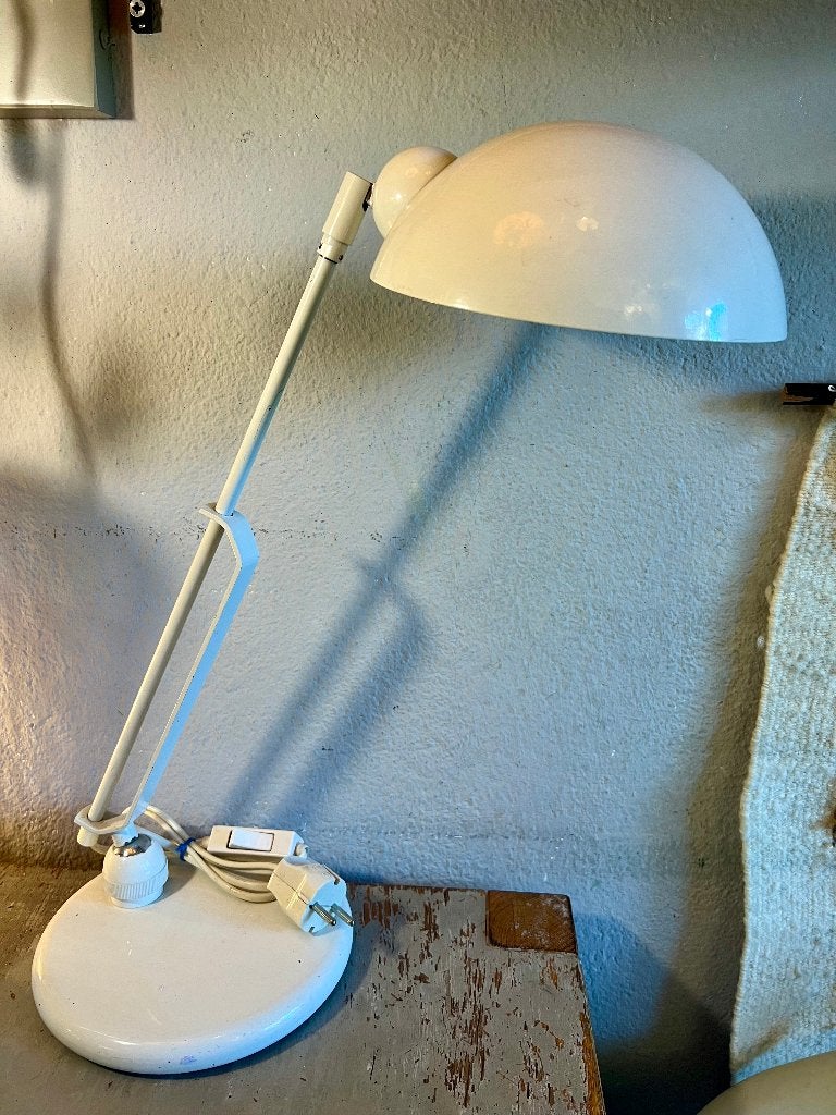 Vintage metalen witte design bureaulamp tafellamp Hala Zeist, Bureaulamp, Gebruikt, Overige merken, Wit