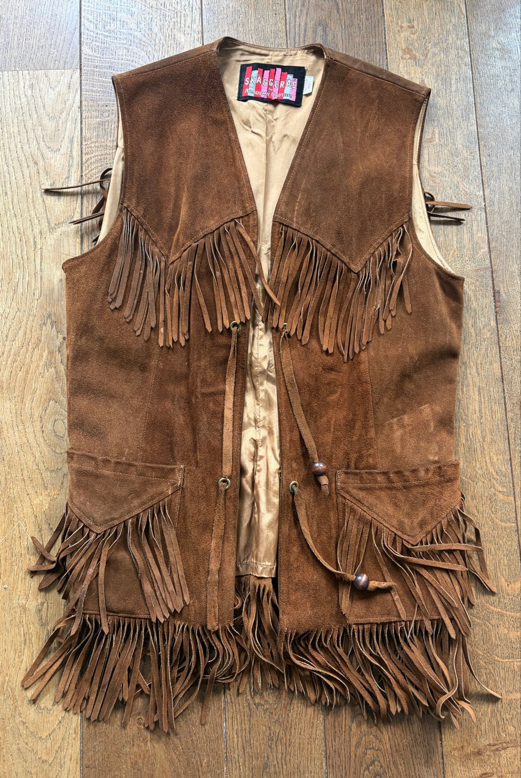 Vintage Skaggerac suède franje gilet - Maat XL, Ophalen of Verzenden, Zo goed als nieuw, Maat 46/48 (XL) of groter, Bruin