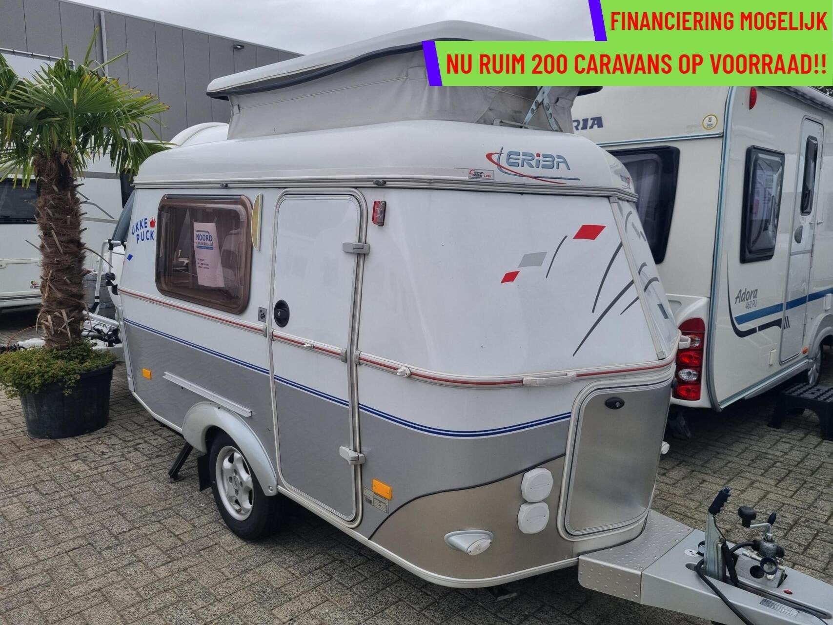 Eriba Puck Touring gt 125 VOORTENT + HEFDAK + ENKELE BEDDEN, Caravans en Kamperen, Caravans, Tot en met 2, Bedrijf, Hordeur, 4 tot 5 meter