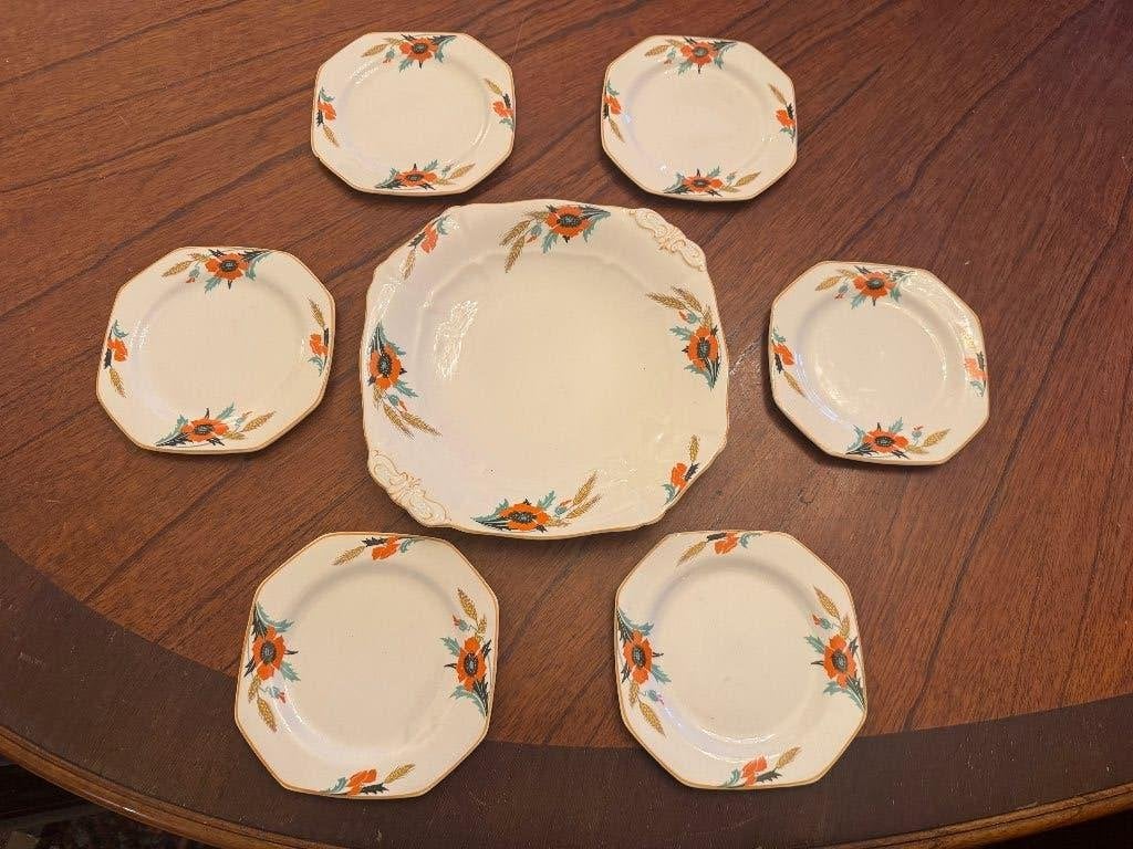 Corn Poppy Servies Gebak Snack High Tea 1930 Alfred Meakin, Ophalen of Verzenden