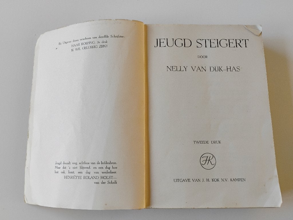 Boek uit 1942 Jeugd steigert Nelly van Dijk-Has, Boeken, Ophalen of Verzenden, Gelezen