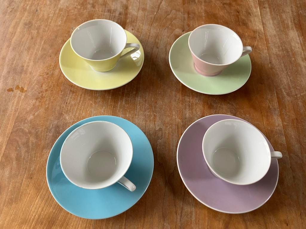 Vintage Lilien Porzellan Daisy kopjes pastel set, Ophalen of Verzenden
