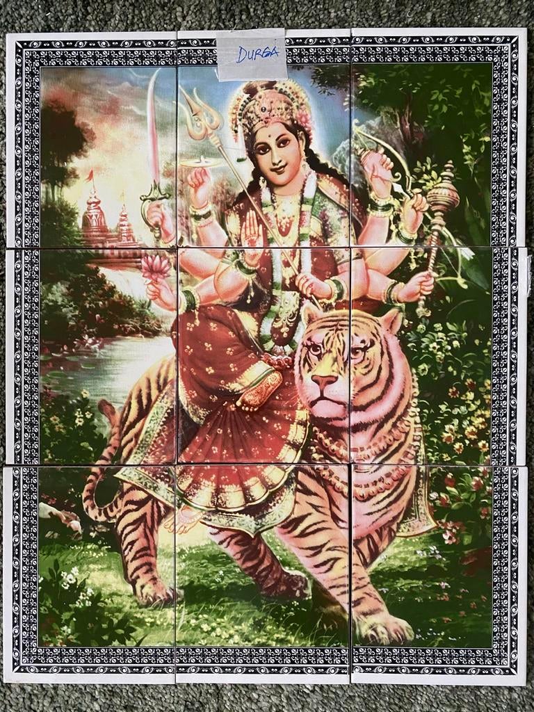 Set van 3 Indiase Goden Tegels: Durga, Ganesha, Saraswati, Ophalen
