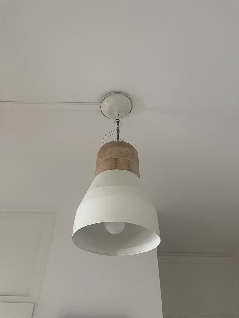Hanglampen (x2), Ophalen, Zo goed als nieuw, Hout, 50 tot 75 cm