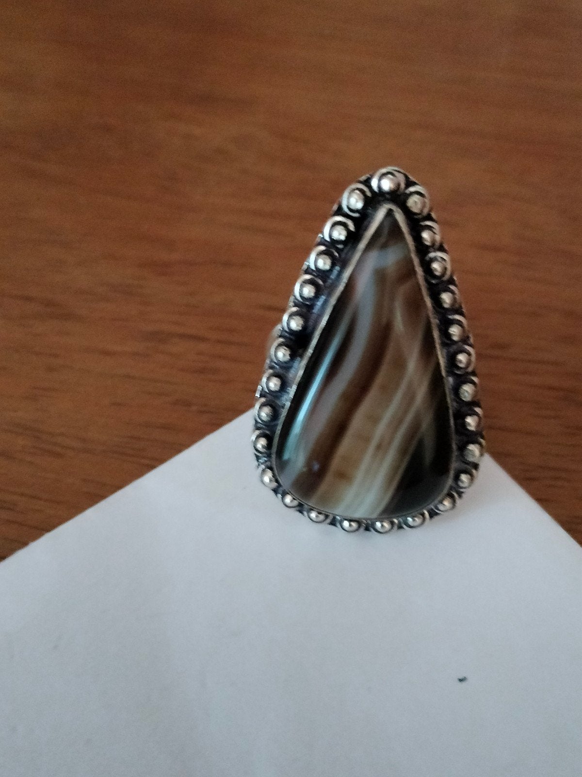Zilveren ring met Botswana agaat maat 19, Sieraden, Tassen en Uiterlijk, Ringen, Bruin, Verzenden, 19 tot 20, Nieuw