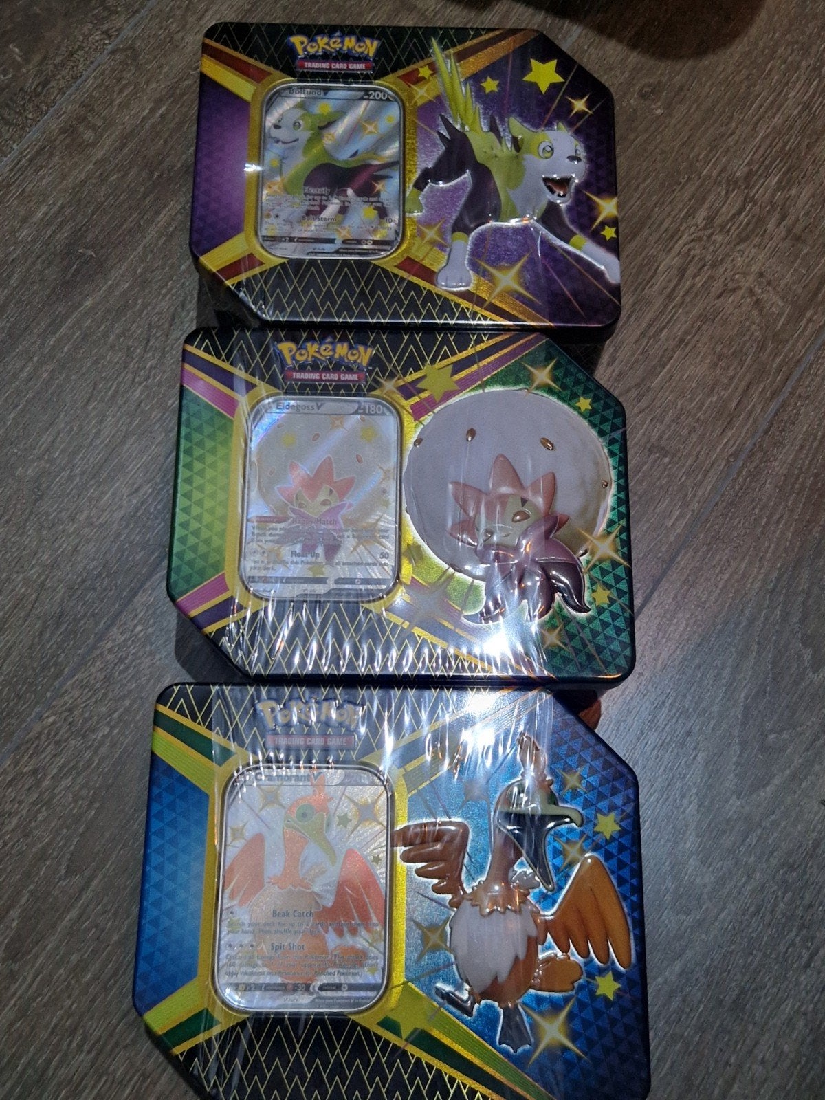 Shining fates tins Boltund Eldegoss Cramorant, Ophalen of Verzenden, Nieuw, Meerdere kaarten, Foil
