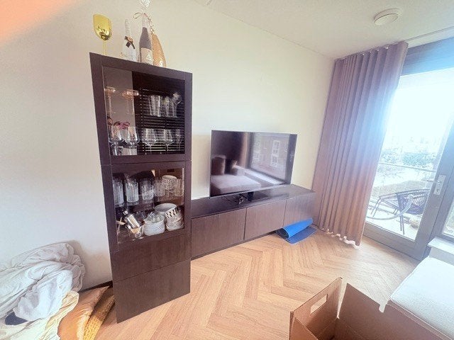 IKEA Bestå tv-meubel (180 cm) + vitrinekast, ook los, Ophalen, Gebruikt, 150 tot 200 cm, Minder dan 100 cm