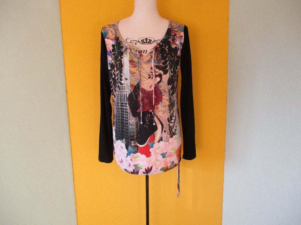 Geisha top maat L, Geisha, Verzenden, Zwart, Maat 42/44 (L)