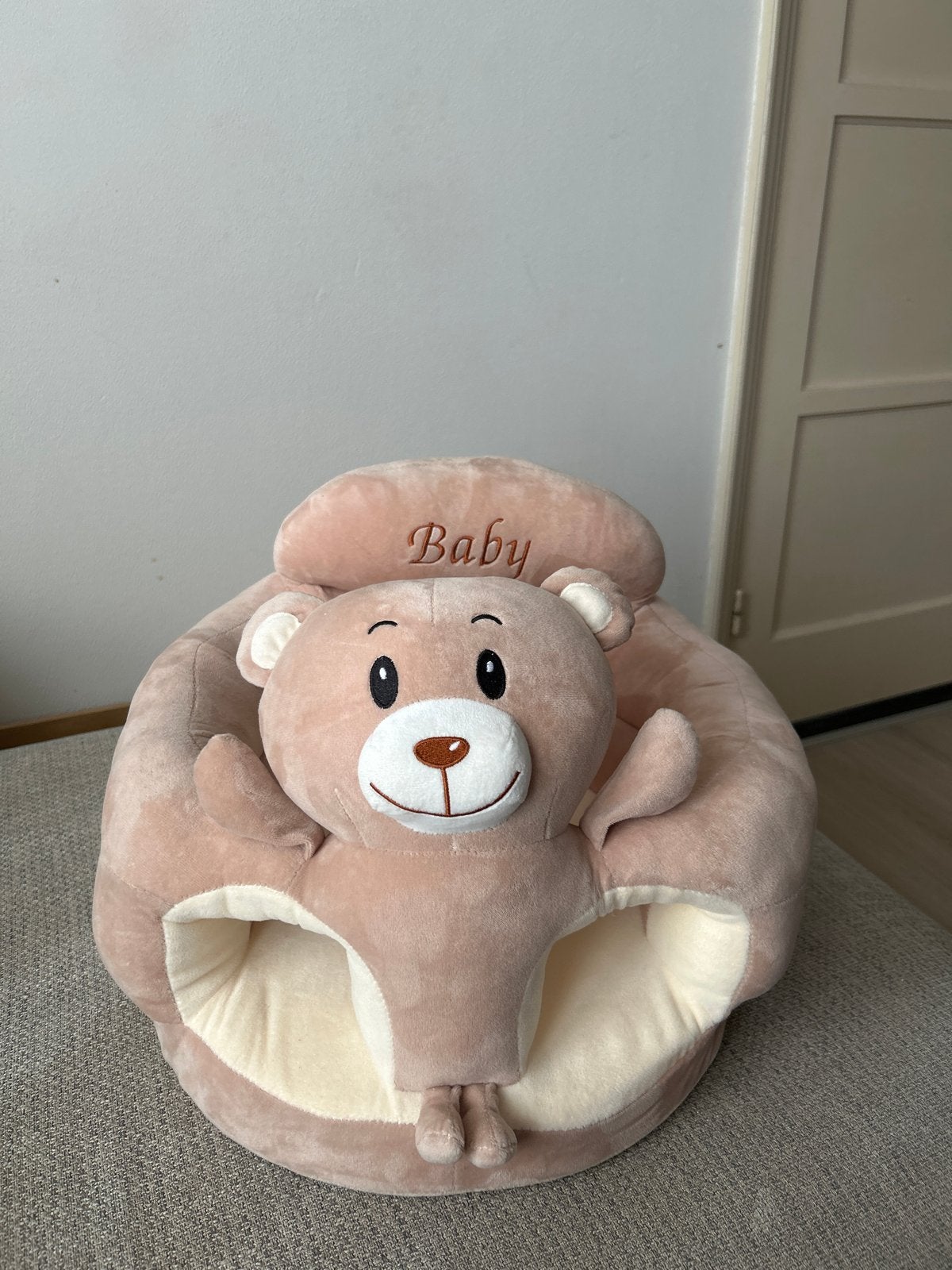 Schattige Baby Zitstoel - Roze/Beige Beer Design, Ophalen, Zo goed als nieuw