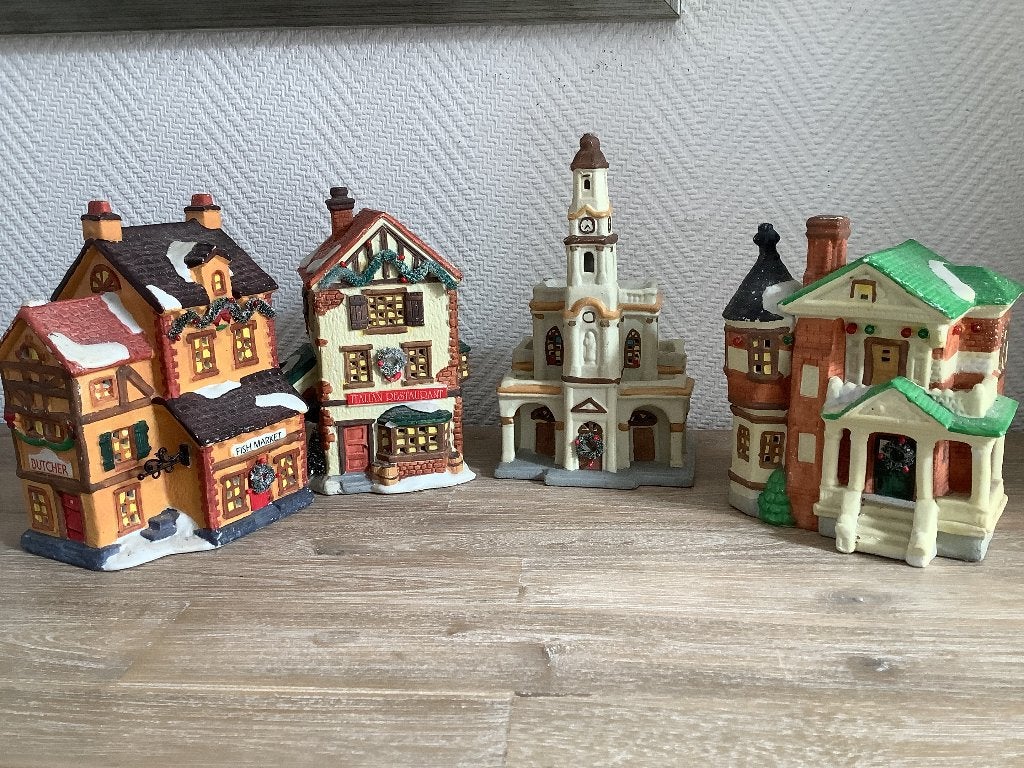 Kersthuisjes met licht, Ophalen of Verzenden, Zo goed als nieuw