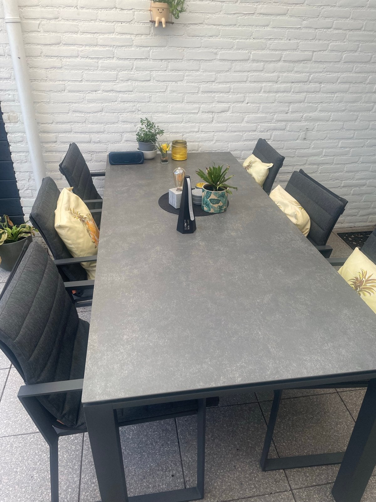 Life Outdoor Living Tuinset - Lava frame, Betonlook blad, Tuin en Terras, Ophalen, Eettafel, 6 zitplaatsen, Aluminium