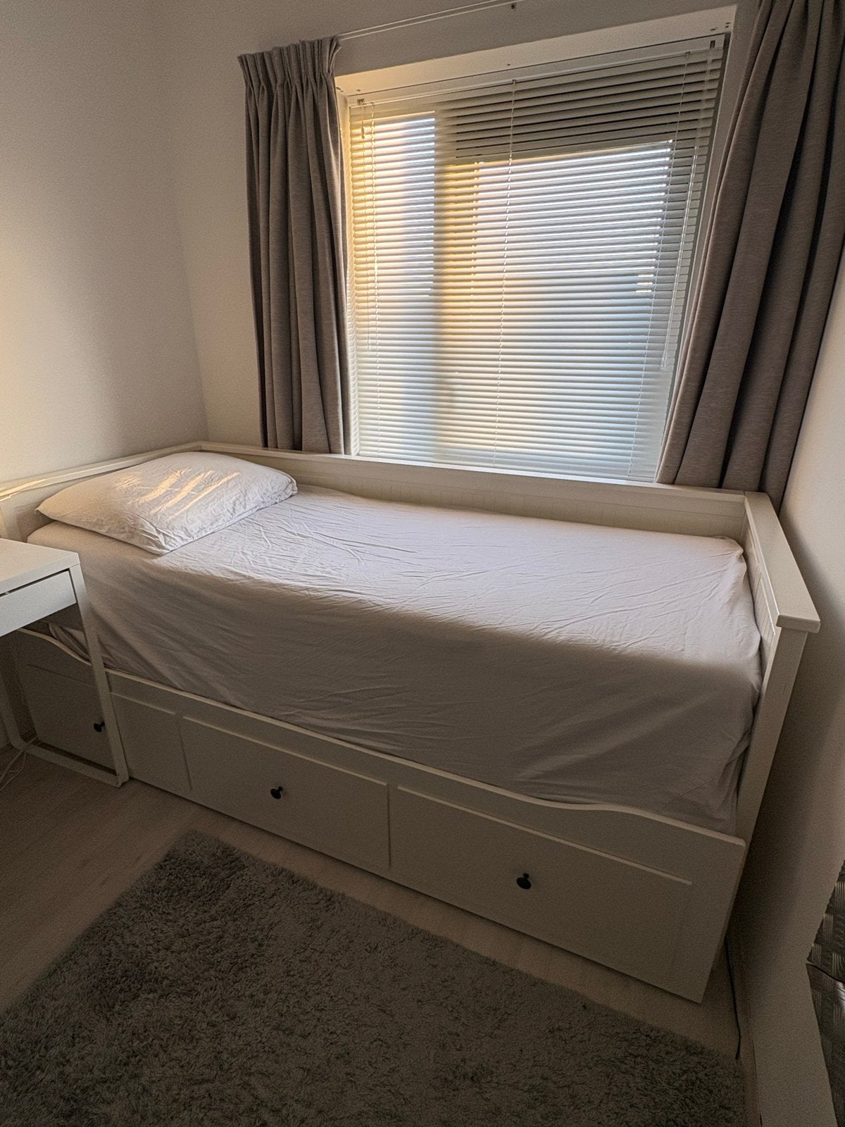 IKEA BEDBANK HEMNES 80x200 3 lades inclusief 2 matrassen, Ophalen, Wit, Tweepersoons, 80 cm