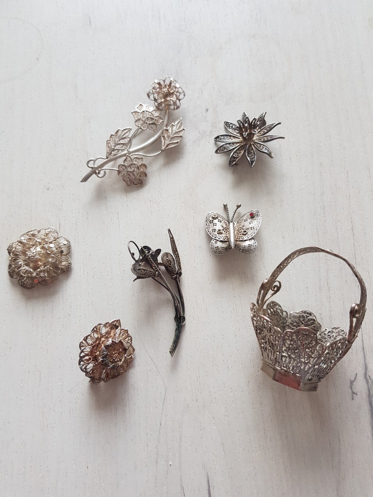 Filigrain verzameling, Ophalen of Verzenden, Zilver, Broche