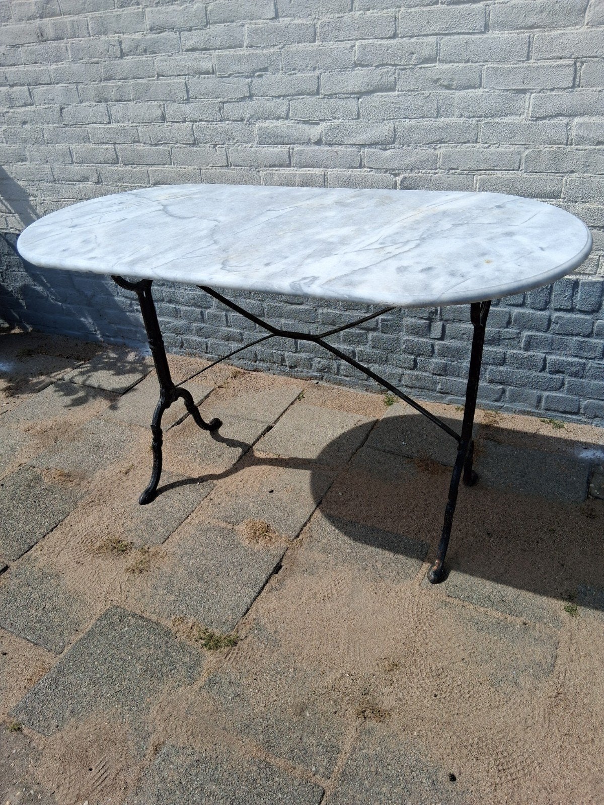 Tuintafel bistro marmer, Ophalen, Rond, Metaal