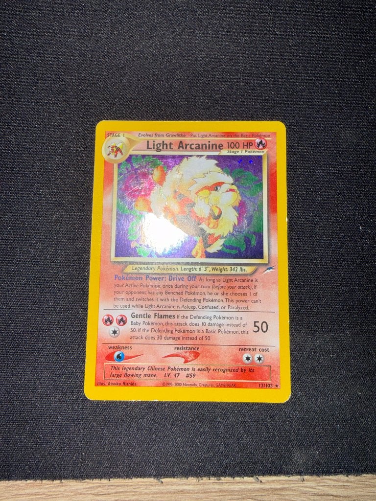 Pokémon Kaart: Light Arcanine 1st Edition (Neo Destiny), Ophalen of Verzenden, Gebruikt, Losse kaart, Foil