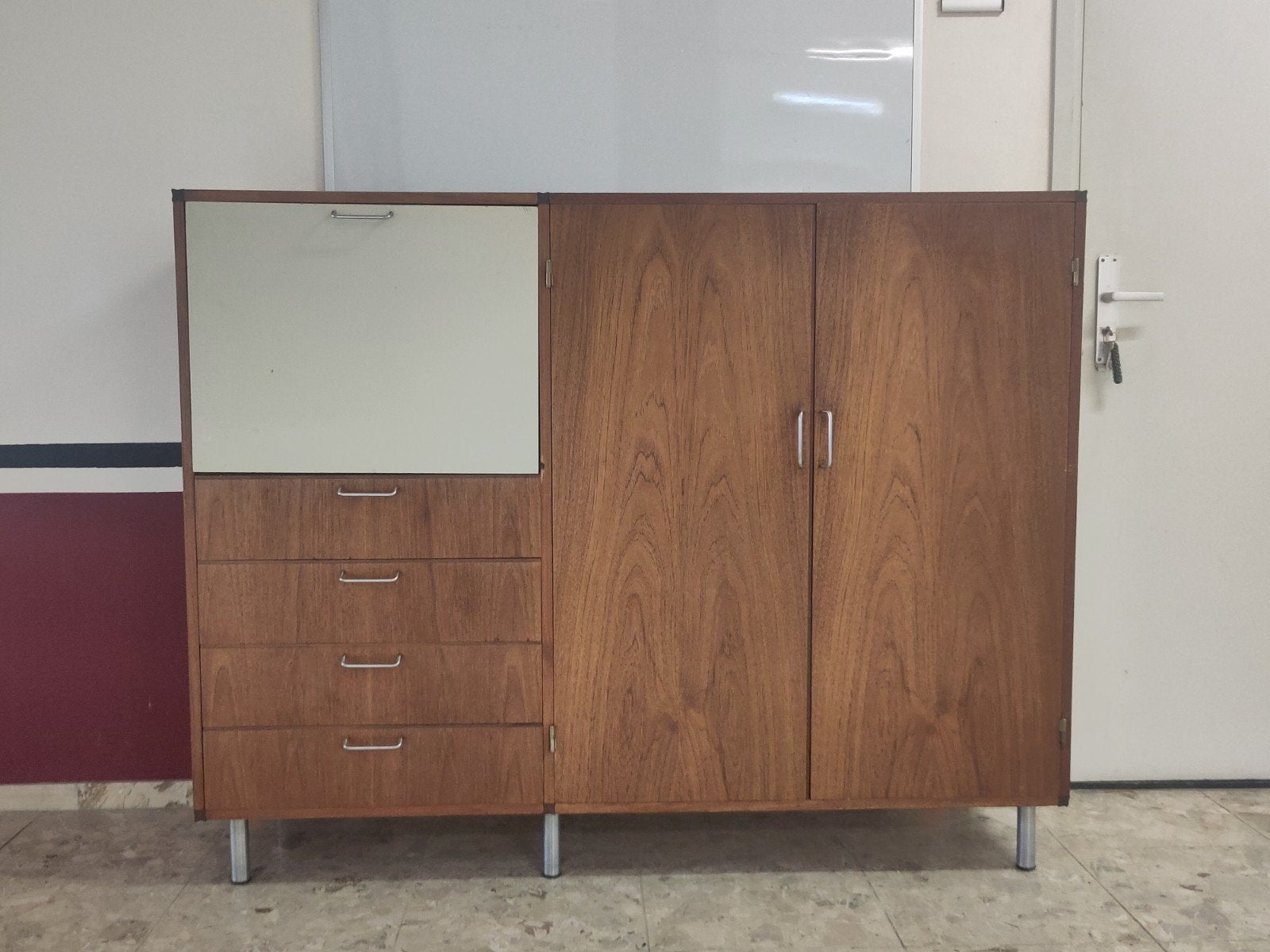 Vintage Pastoe kast CT71 Made to Measure wandkast hout teak, Ophalen, Gebruikt, 100 tot 150 cm, Mid century modern dutch design