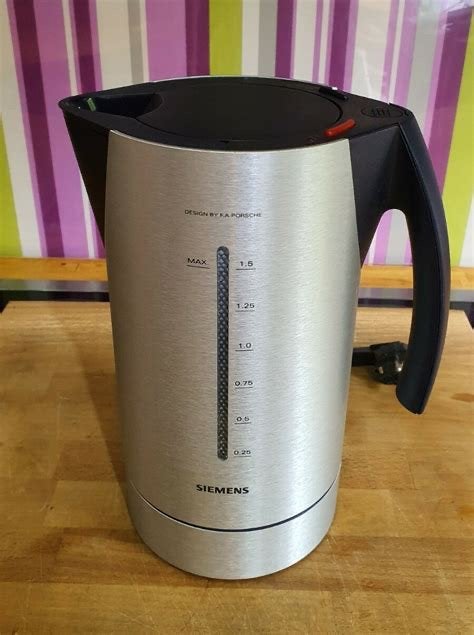 Siemens, Porsche design waterkoker, roestvrij staal, 1 tot 2 liter, Verzenden, Gebruikt, Rvs