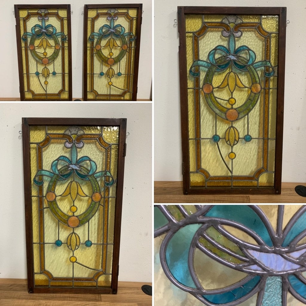Art Nouveau | glas in lood ramen, Antiek en Kunst, Ophalen