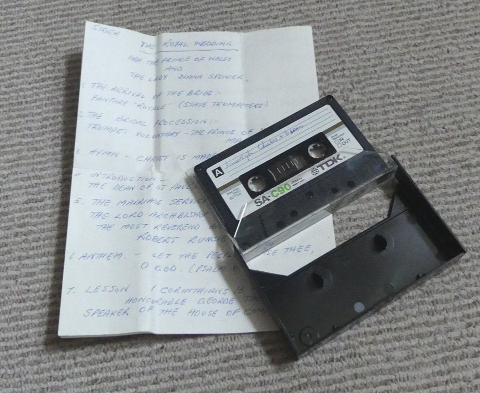 Charles & Diana huwelijk cassette geluidsopname 1981, Verzamelen, Koninklijk Huis en Royalty, Ophalen of Verzenden, Gebruikt, Buitenland