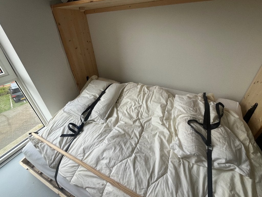 Handig opklapbed, Ophalen, Gebruikt, Wit, 140 cm