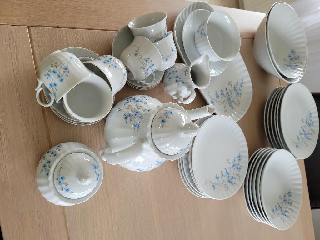 Vintage servies, dessin, vergeet me niet, Ophalen, Zo goed als nieuw, Overige stijlen, Porselein