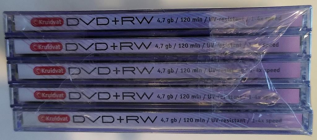 DVD+RW, nieuw, 5 stuks, Kruidvat, Herschrijfbaar, Nieuw, Ophalen of Verzenden