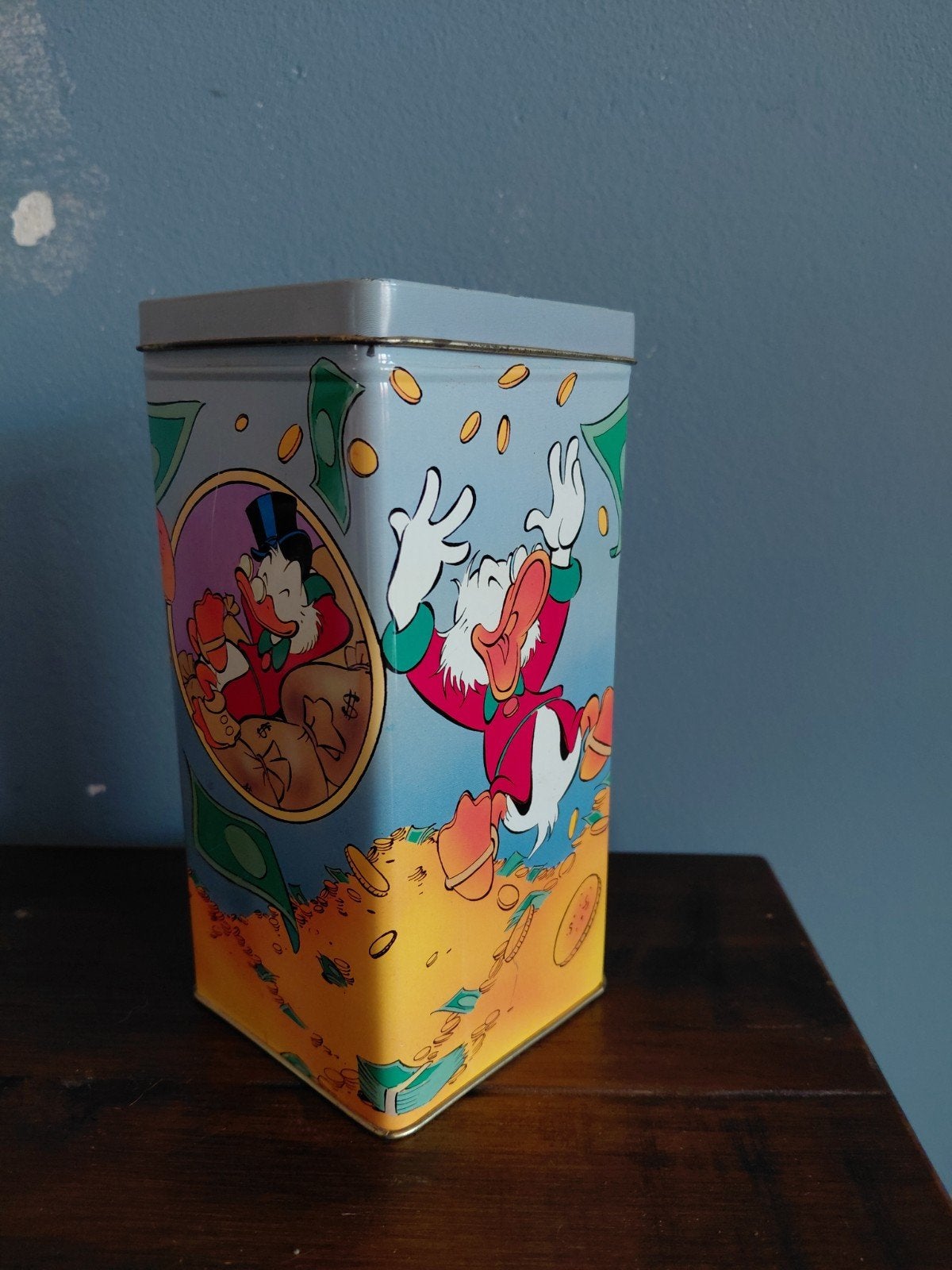Vintage metalen spaarpot van Dagobert Duck Disney., Verzamelen, Ophalen of Verzenden, Donald Duck, Zo goed als nieuw, Overige typen