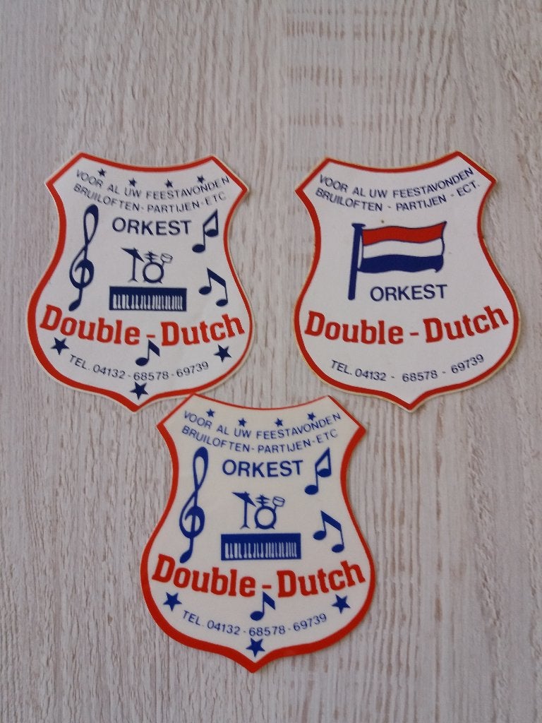 3 stickers voor al uw Feestavonden en Partijen Double Dutch, Verzenden, Zo goed als nieuw, Overige typen
