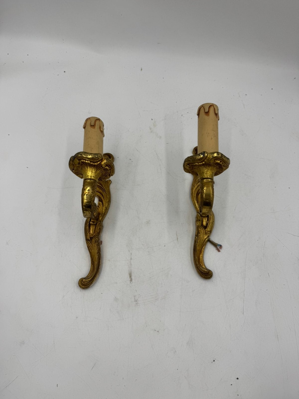 Paar Franse Rococo Stijl Messing Wandblakers, Ophalen of Verzenden