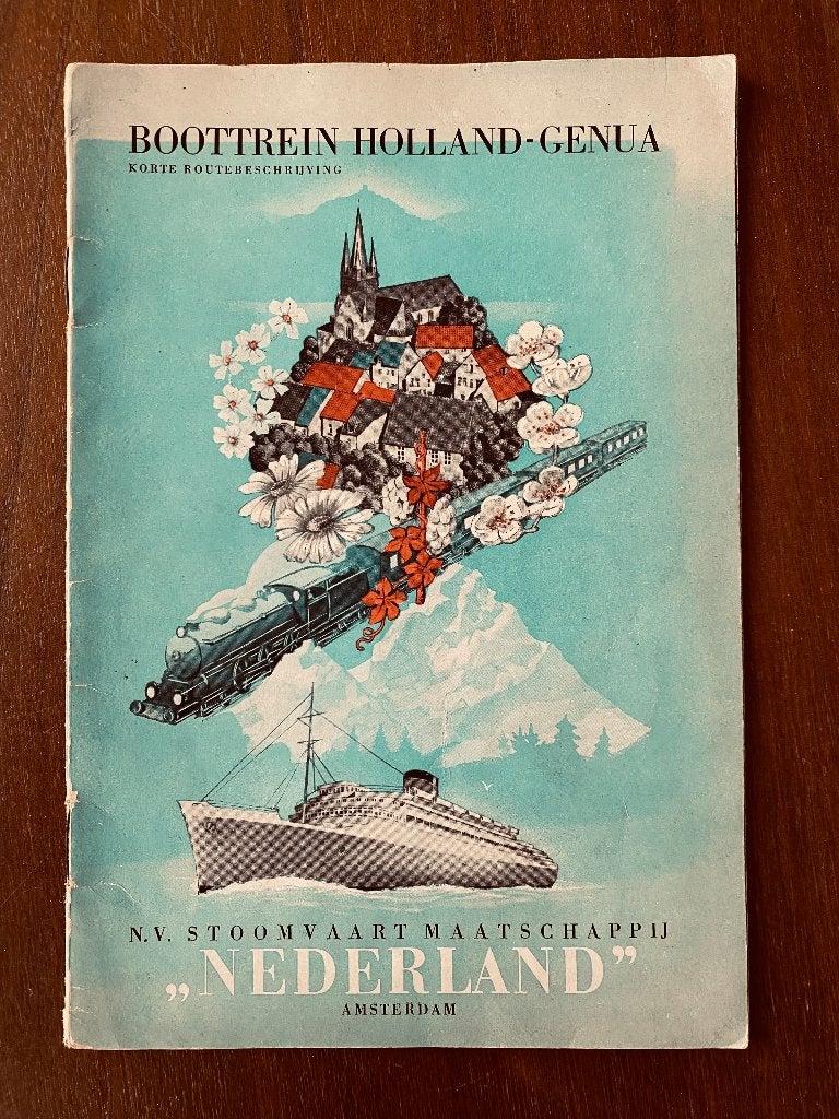 Zeldzame brochure Boottrein Holland-Genua (1935), Antiek en Kunst, Ophalen of Verzenden