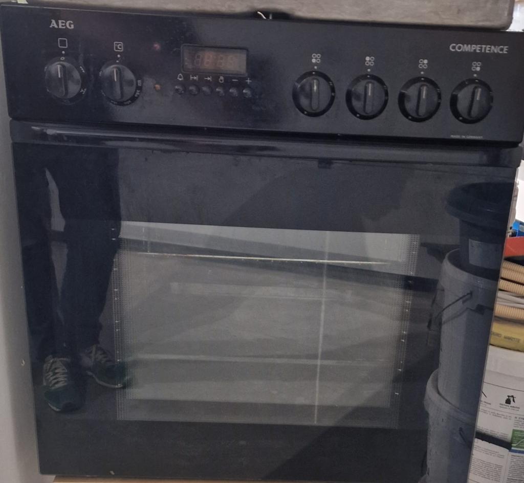 AEG Competence Gasfornuis met Oven - Zwart, Ophalen, Gebruikt, 60 cm of meer, Grill