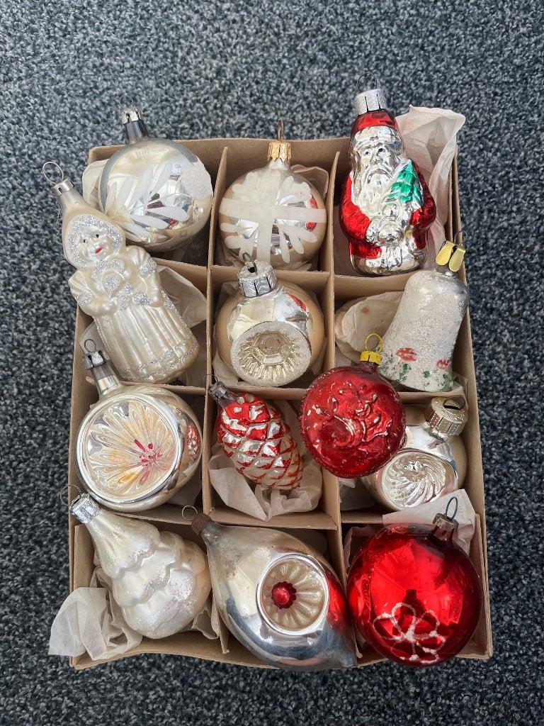 Antieke gekleurde kerstballen/kerstversiering, Diversen, Kerst, Ophalen of Verzenden