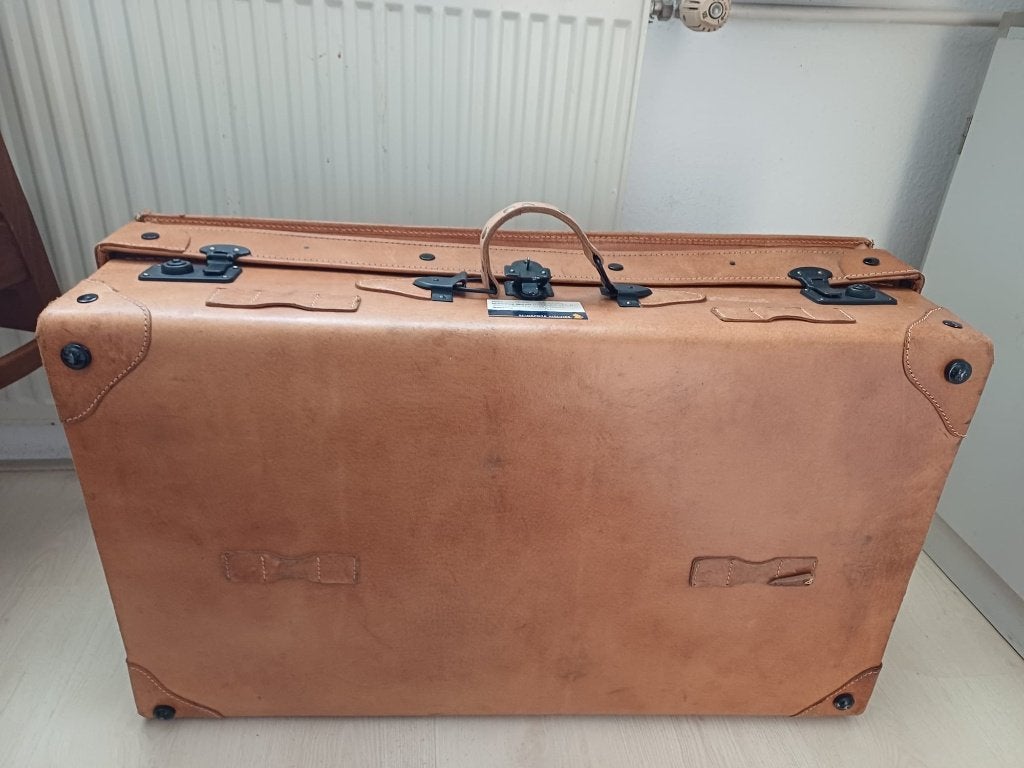 Leren vintage koffer, Sieraden, Tassen en Uiterlijk, Ophalen, Gebruikt, 45 tot 55 cm, Slot