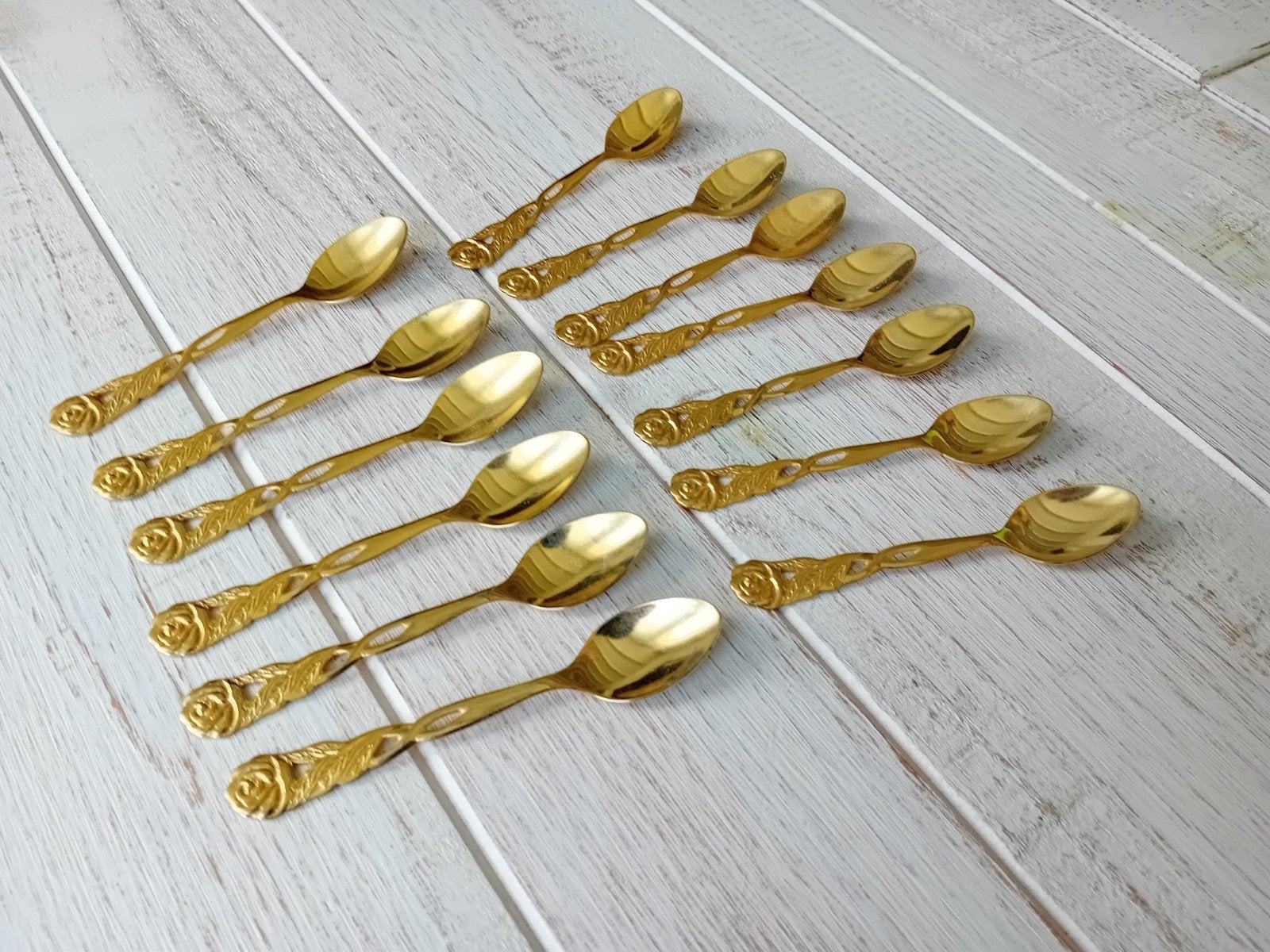 13 theelepeltjes 24K goud verguld Japan nooit gebruikt, Ophalen of Verzenden, Zo goed als nieuw, Overige materialen