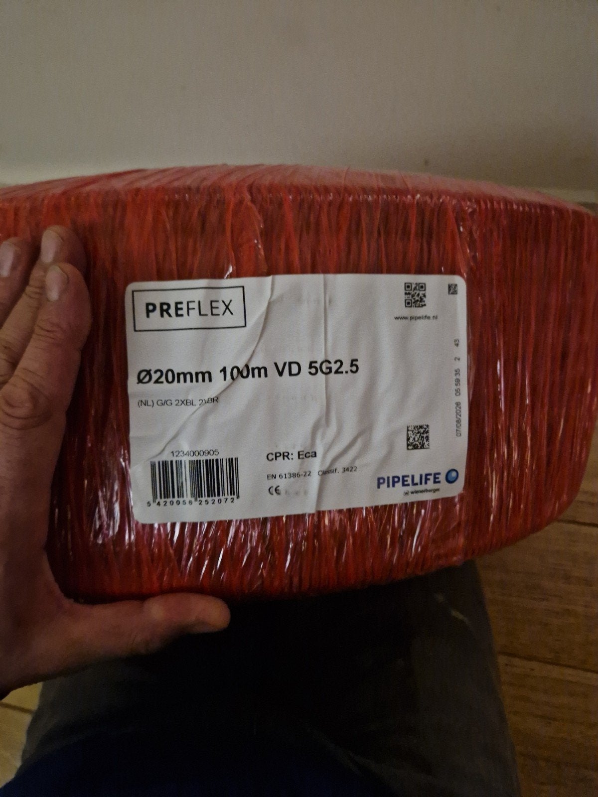 Pipelife VD 5G2,5mm2 kabel in buis 100 meter, Doe-het-zelf en Verbouw, Ophalen, Nieuw, Overige merken, Kabel of Snoer