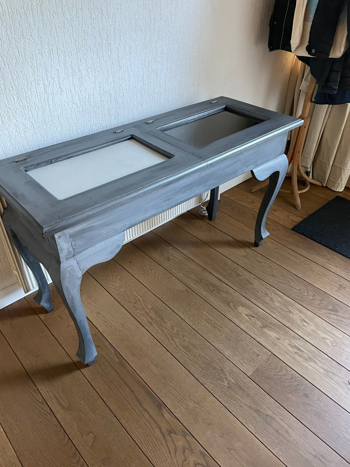 Mooie sidetable/ vitrinetafel queen Anne look, Ophalen, 75 cm of meer, 60 cm of meer, Rechthoekig