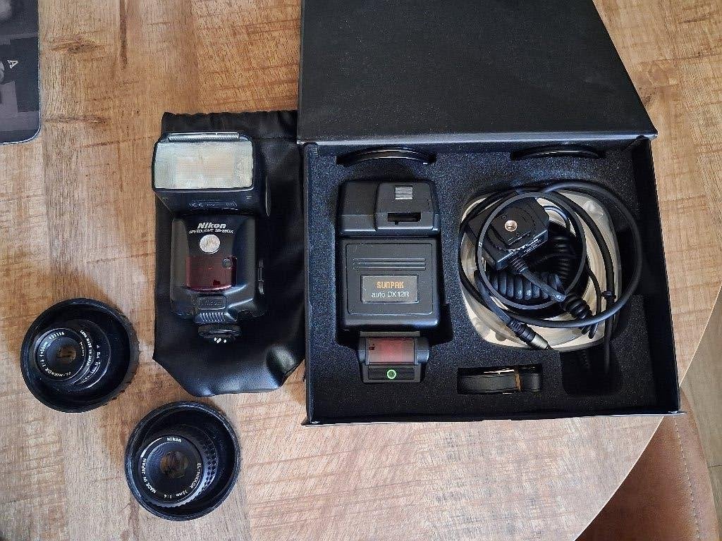 Nikon EL-Nikkor lenzen en flitsers (SB-28DX, Sunpak), Audio, Tv en Foto, Fotografie | Lenzen en Objectieven, Gebruikt, Nikon, Ophalen of Verzenden