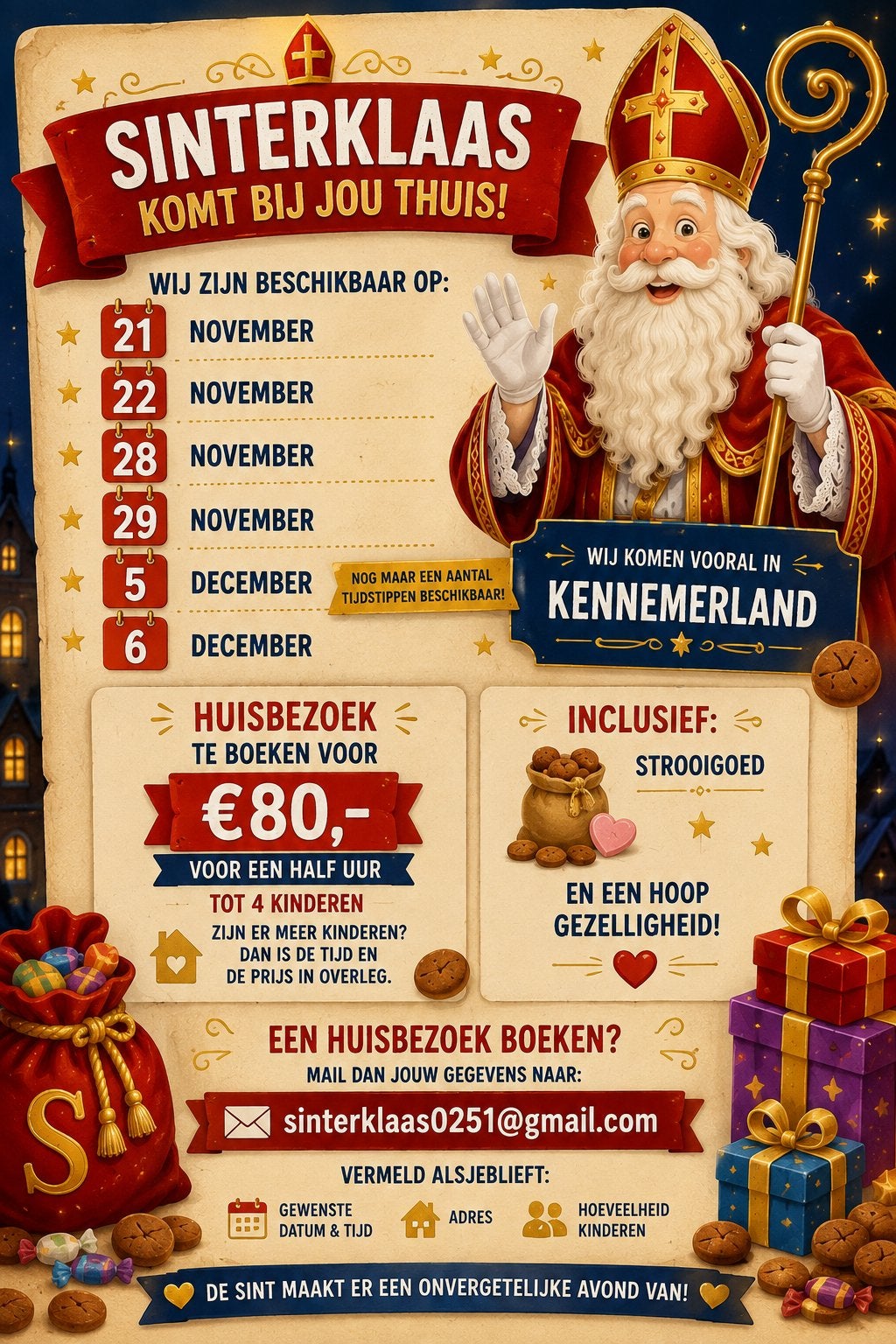 Sinterklaas huisbezoek in Kennemerland en omgeving. Boek nu!, Diversen, Ophalen