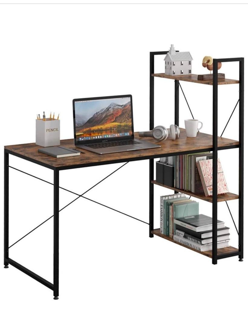 Industriële computer tafel, Ophalen, Metaal, Bruin, Zo goed als nieuw
