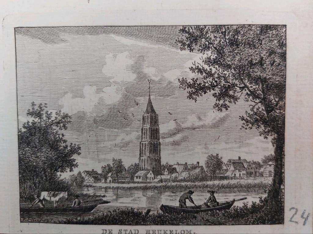 161 / Stad Heukelom  Gravure uit 1792 door J. Bulthuis, Antiek en Kunst, Ophalen of Verzenden