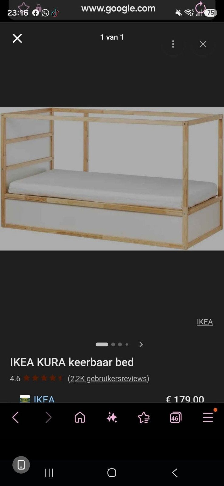 IKEA KURA Keerbaar Bed - Zo goed als nieuw stapelbed, 90 cm, Eenpersoons, 160 tot 180 cm, Ophalen of Verzenden