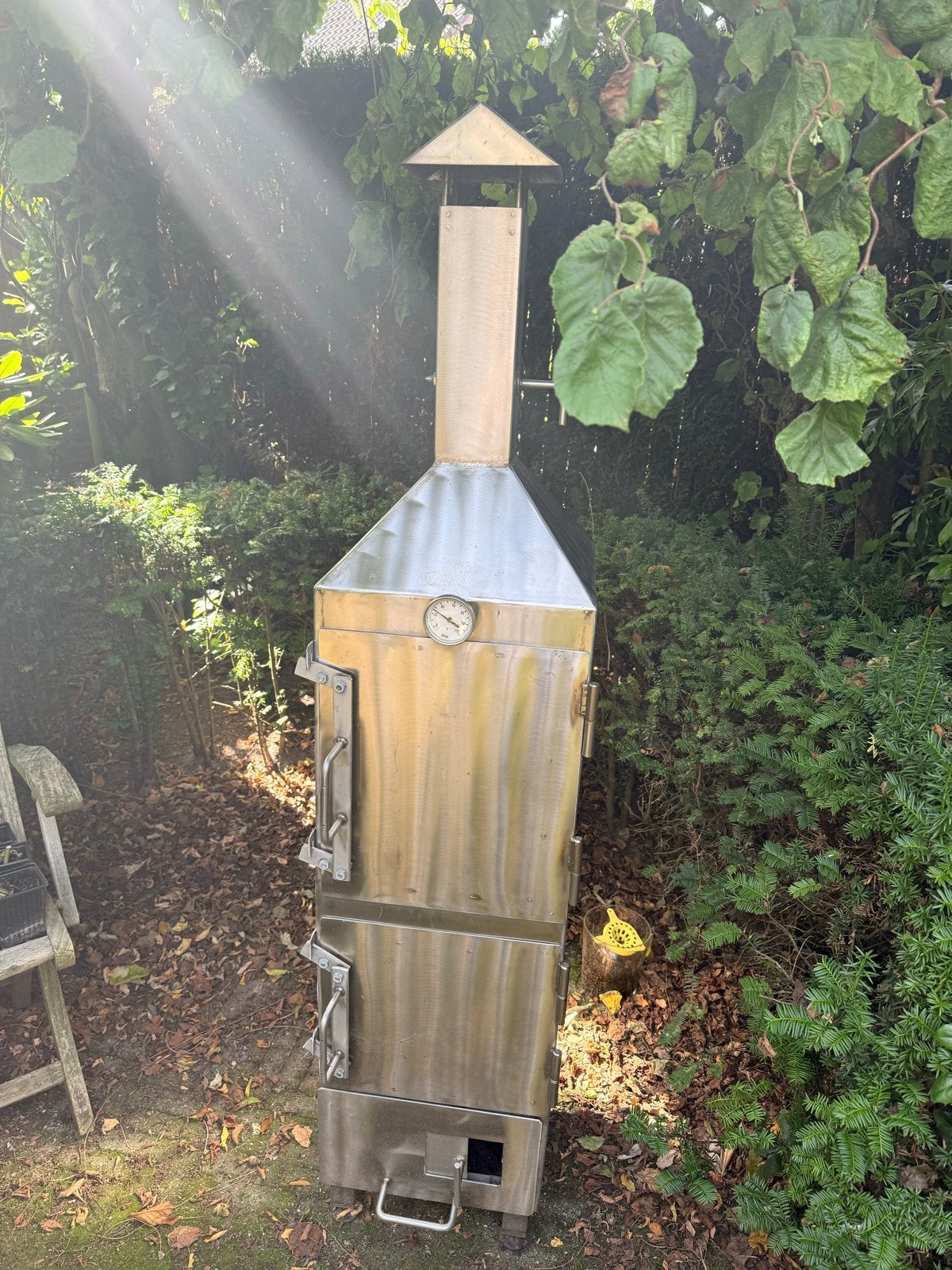 Roestvrijstalen Rookoven - Perfect voor Buiten Roken., Tuin en Terras, Ophalen, Zo goed als nieuw, Houtskool, Vrijstaand