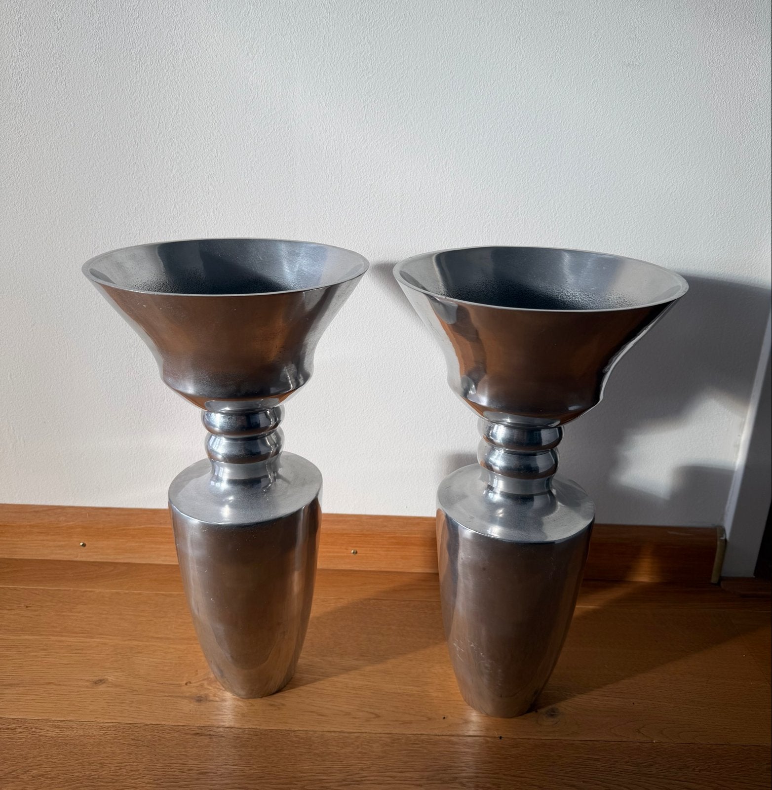 Set van 2 aluminium vazen - 35cm hoog, Ophalen