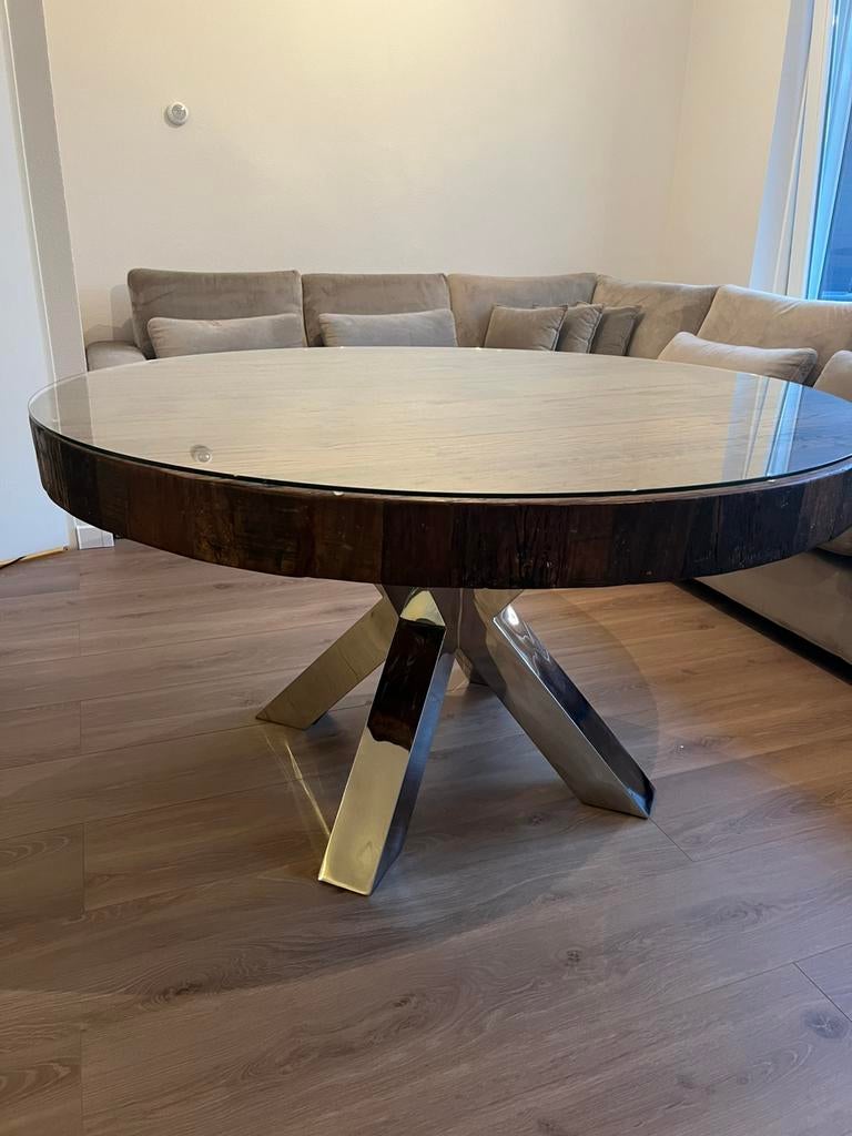 Eettafels, Huis en Inrichting, Tafels | Eettafels, Gebruikt, 100 tot 150 cm, Rond, Ophalen of Verzenden