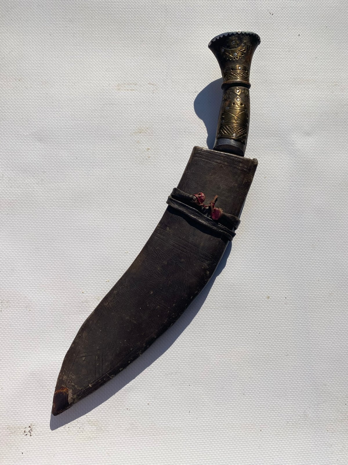 Antieke Kukri met lederen schede, Ophalen of Verzenden