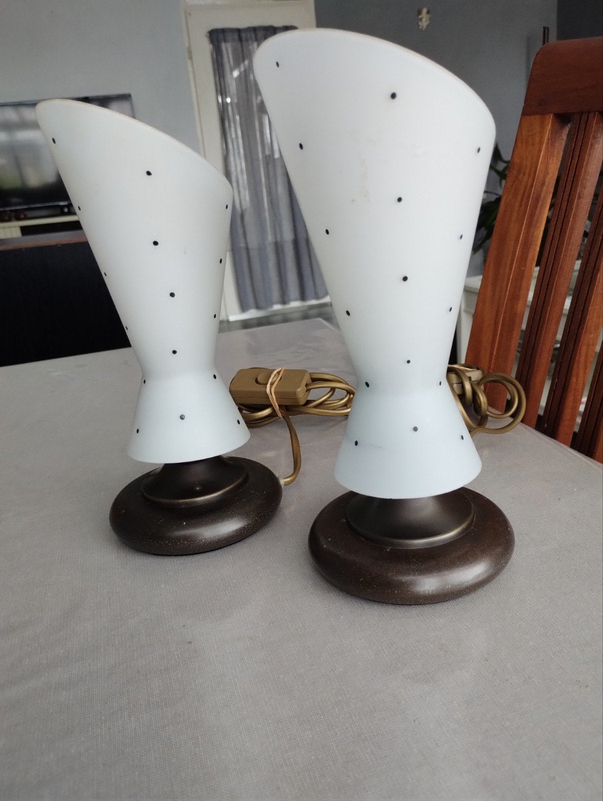 Set tafellampjes jaren 50/60 mooie glazen kelken, Ophalen of Verzenden